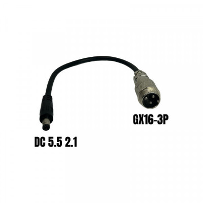 Adaptateur GX16-3P male vers DC 5.5 2,1mm femelle